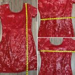 Vintage Red Sequin Beaded Cap Sleeve Mini Shift Dress Holiday Christmas Small Photo 15