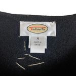 Talbots Vintage Women’s Medium 100% Wool Cardigan Black Felted Angels Gold Beads Photo 6