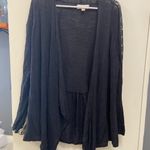 Knox Rose  black long sleeve waterfall sweater Crochet size large Photo 4