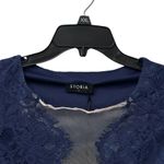 Storia Blue Lace Boutique Dress with V- Neck & Short Sleeves Size Small NWT Photo 3