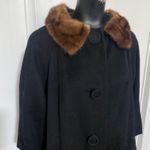 Vintage Forstmann Wool and Fur Collar Aline Coat in Black Size Large Photo 2