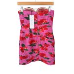 Magda Butrym Strapless Pleated Silk Mini Dress Pink‎ Floral Size FR 36 US 4 NWT Pink Photo 4