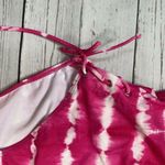 California Waves  Tie Dye Stripe One Piece Swimsuit Size L Pink White Lace Up New Photo 2