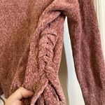 Luv & Bloom Pink Chenille Cropped Turtleneck Long Sleeve Sweater Size L Photo 4