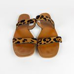 ZARA Faux Vegan Cheetah Leopard Animal Calf Hair Print Flat Sandals Shoes Brown Photo 1