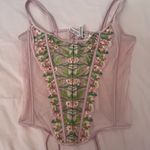Victoria's Secret  Pink Floral Lace-Up Corset Photo 0