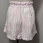 Cynthia Rowley pink striped high waist linen paperbag shorts size medium Photo 6
