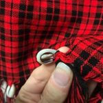 Handmade Real Seashell Fringe Hem Plaid Shirring Dress Red Photo 4