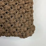 Vintage Handmade Crochet Macrame Chunky Knit Ring Handle Purse Bag Handbag Brown Photo 3