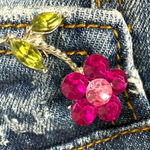 Vintage Flower Brooch & Mossimo Denim Jacket Size XXL Bohemian Fall Distressed Blue Photo 9