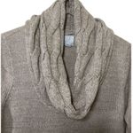 NY&C Knitted Cowl Neck Off the Shoulders Mini Sweater Dress in Tan Size M Photo 6