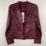 Sanctuary Red Black Kori Coated Snakeskin Pattern Moto Jacket Small NWT Photo 4