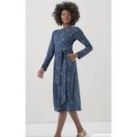 Pact Women Fit & Flare Tie Wrap Dress Batik Vine French Navy Floral Size Medium Photo 2