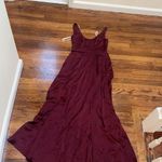 David's Bridal David’s bridal bridesmaid scoop neck tank satin Merlot dress size 6 w/ pockets Photo 1