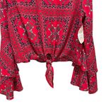 Altar'd State Altar’d State Mackenzie Boho Bandana Tie Front Bell Sleeve Blouse Size Medium Photo 5