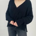 Free People  v-neck coco braided slouchy sweater black size s Photo 5