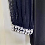 Symphony Dress- - Black Bodycon Dress with Mesh Sleeves and Crystal Wrist Detail Photo 3