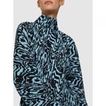 Solace London Blue Latia Animal Print High Neck Plisse Top US 4 Photo 13