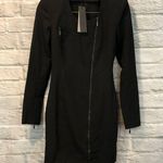 Black Halo NWT  Size 2 The Lizzy Black Asymmetrical Long Sleeve Zip Dress Photo 13