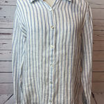 Jones New York ‎ Blouse Medium Long Sleeve 100% Linen Shirt Stripe Beach Comfort Photo 0