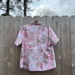 Allison Daley  Pink Womens‎ size 14 Petite Button Down Blouse Shirt Floral Leaf Photo 13