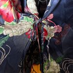 Victoria's Secret Victoria’s Secret Robe Women One Size Navy Floral 100% Silk Kimono Lounge Jacket Photo 4