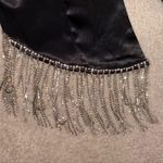 Altar'd State  Black Satin pants with rhinestones fringe Photo 3
