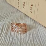 Bomb Party Moonlight Wonders Rosegold Ring Sparkly Glam 4 Shank Statement Elegant Jewelry Photo 0