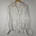 Bella Dahl Shirt Tail Button Down White Shimmer Blouse Sz M Photo 2