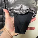 SAM. Women metallic silver millennium knee length puffer down coat fox fur sz S Photo 8