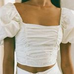 Sabo Skirt SABO Blouse Puff Sleeve Corset White Ruched Cropped Size XXS Photo 0