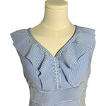 Time and Tru Plus 3X Blue Striped One Piece‎ Swimsuit Ruffle V Neck 24W 26W Photo 3