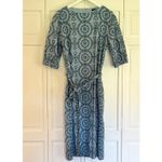ZARA  blue and green embroidered tie waist shift midi dress small Photo 11