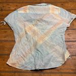 Gap Womens Plaid Button Down Shirt Short Sleeve Tie Sleeve Pastel Size M Photo 4