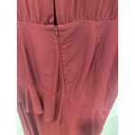 Krissa Burgundy Maxi Dress Ruffle Long Sleeve V Photo 7