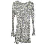 Topshop  Jacquard Fluted Long Sleeve Mini Dress size 10 Lilac Floral Print Photo 8