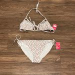 Candie's NWT Candie’s Two Piece Floral String Bikini White Pink Green Size XL Photo 0