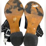 Topshop Block Buckle Strapped Peep Toe Heels Bootie’s, Black Leather Sz 37, 6.5 Photo 6