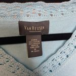 Van Heusen  Blue Crochet Trim Sweater Shell Sleeveless Sz Medium Photo 6