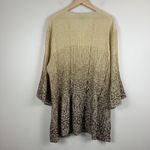 Catherines Top Women's 4X 30/32W Tan Brown Ombre Crinkle Sequin Tunic Peasant Photo 2