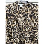 Charter Club  Brown/Black Cheetah‎ Button Up Chiffon Long Sleeve Blouse Size M Photo 1