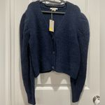 Boden Engineered Rib Knit Vneck Button Cardigan Cotton Wool Blend Navy Size M Blue Size M Photo 2