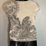 Dots gray/black paisley plunging vneck sweater blouse Black Size L Photo 4