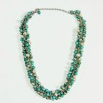 Vintage 90’s Aquamarine Turquoise And Pearl Bead Cluster Necklace Blue Photo 2