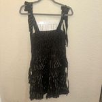 House of Harlow 1960 XS Black & Gold Striped Ruffles Smocked Tiered Mini Dress Photo 3