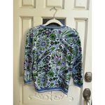 Talbots  Cardigan Sweater Blue Floral Print Crew Neck Button Up Knit‎ Size XS Photo 3