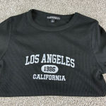 Harper  & Ivy Los Angeles California Y2K Ribbed Graphic Tee T Shirt Black Size‎ S Photo 0
