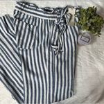 Jolt Paper Bag Linen Blend Blue White Striped Casual Pant’s Size Medium Photo 3