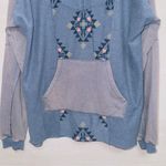 BKE Hoodie Pullover Blue Aztec Embroidered Kangaroo Pocket Long Sleeve Women’s Photo 4