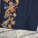 Boston Proper  PAISLEY SCROLL BELTED PULL ON CROP PANT NAVY BOHO XS Photo 6